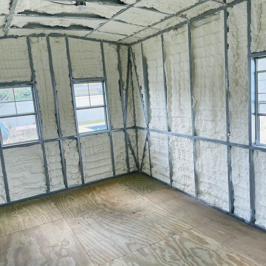 Closed-cell spray foam insulation applied to wall cavities in a residential project in Muhlenberg